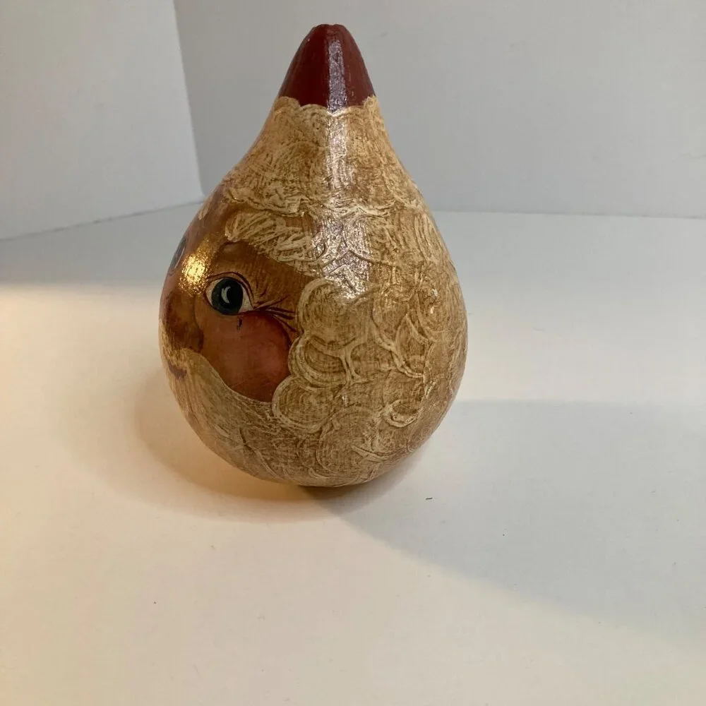 Vintage Old World Santa Gourd Handpainted‎ Signed 90s Red White 5